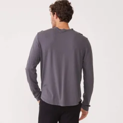 MONROW Long Sleeve Henley VINTAGEBLACK Best